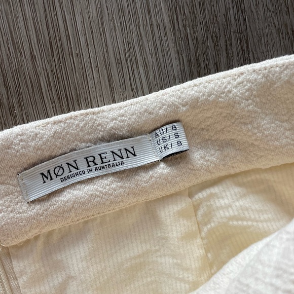 mon renn lorina ivory cream high waisted mini skirt size small NEW - Picture 4 of 4